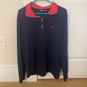 Nautica Men’s quarter zip. Size L. Navy